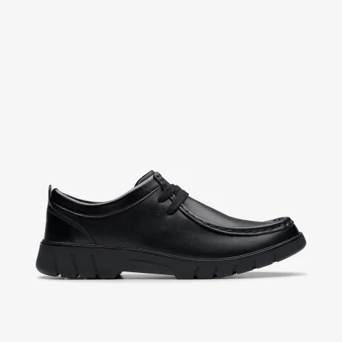 Clarks School Branch Low Youth Black Leather Standard - 4.5 Image 1