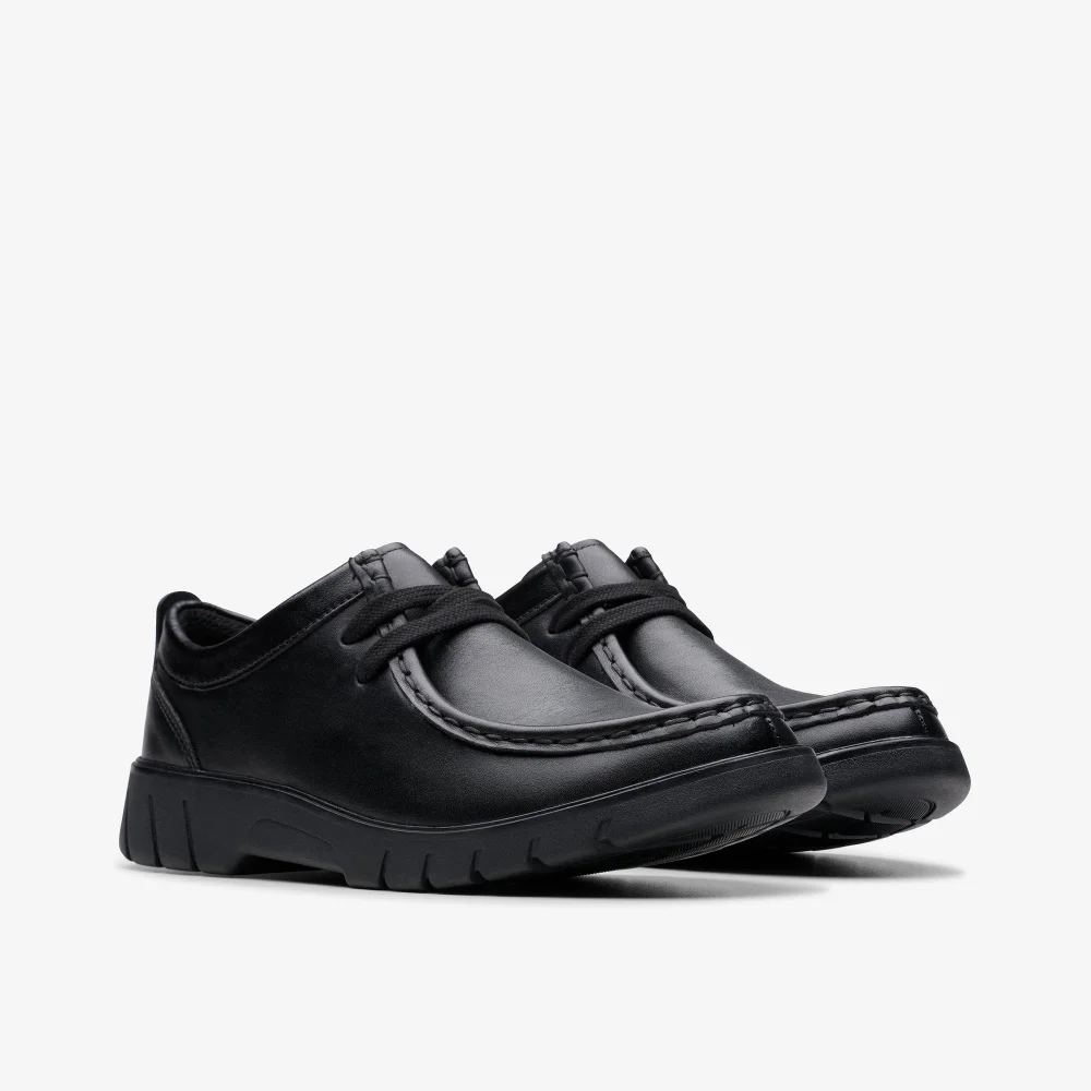 Clarks School Branch Low Youth Black Leather Standard - 4.5 Image 6