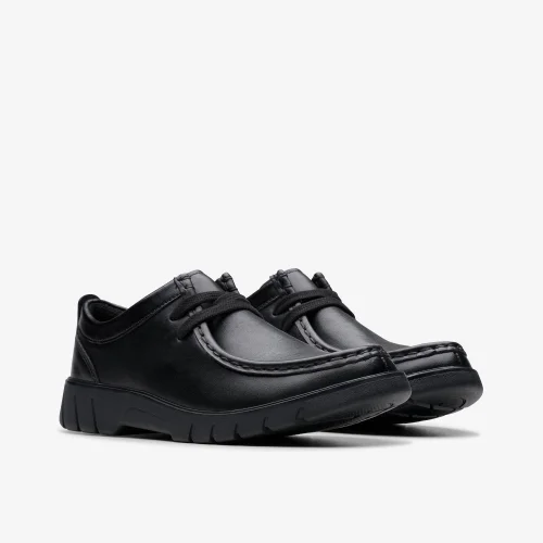 Clarks School Branch Low Youth Black Leather Standard - 4.5 Image 6