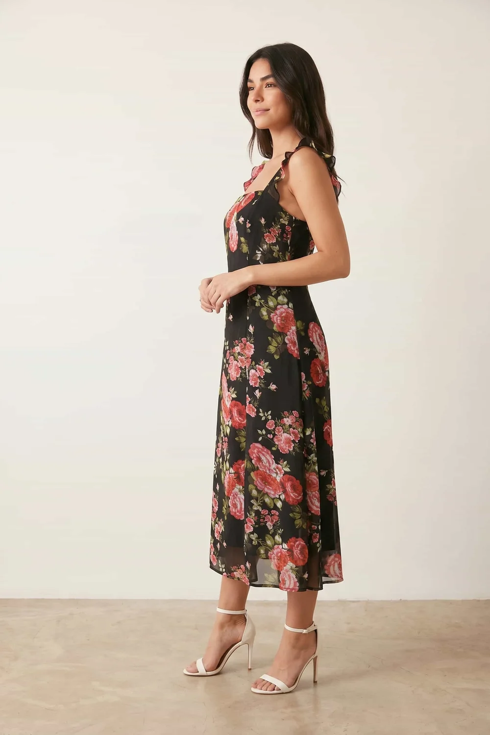 Style Cheat Strappy Rose Print Midi Dress - 8 Image 2