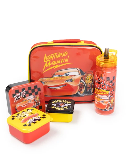 Vanilla Underground Disney Cars Boys Red Lightning McQueen Lunch Bag Bottle & 3 Snack Pot (One Size) - One Size Image 1