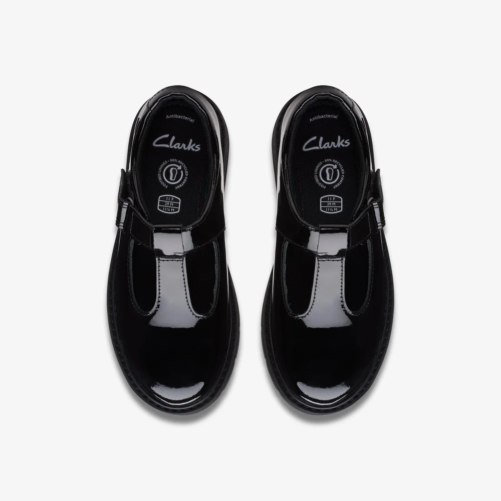 Clarks School Prague Brill Kid Black Patent Standard - 12.5 Infant Image 6