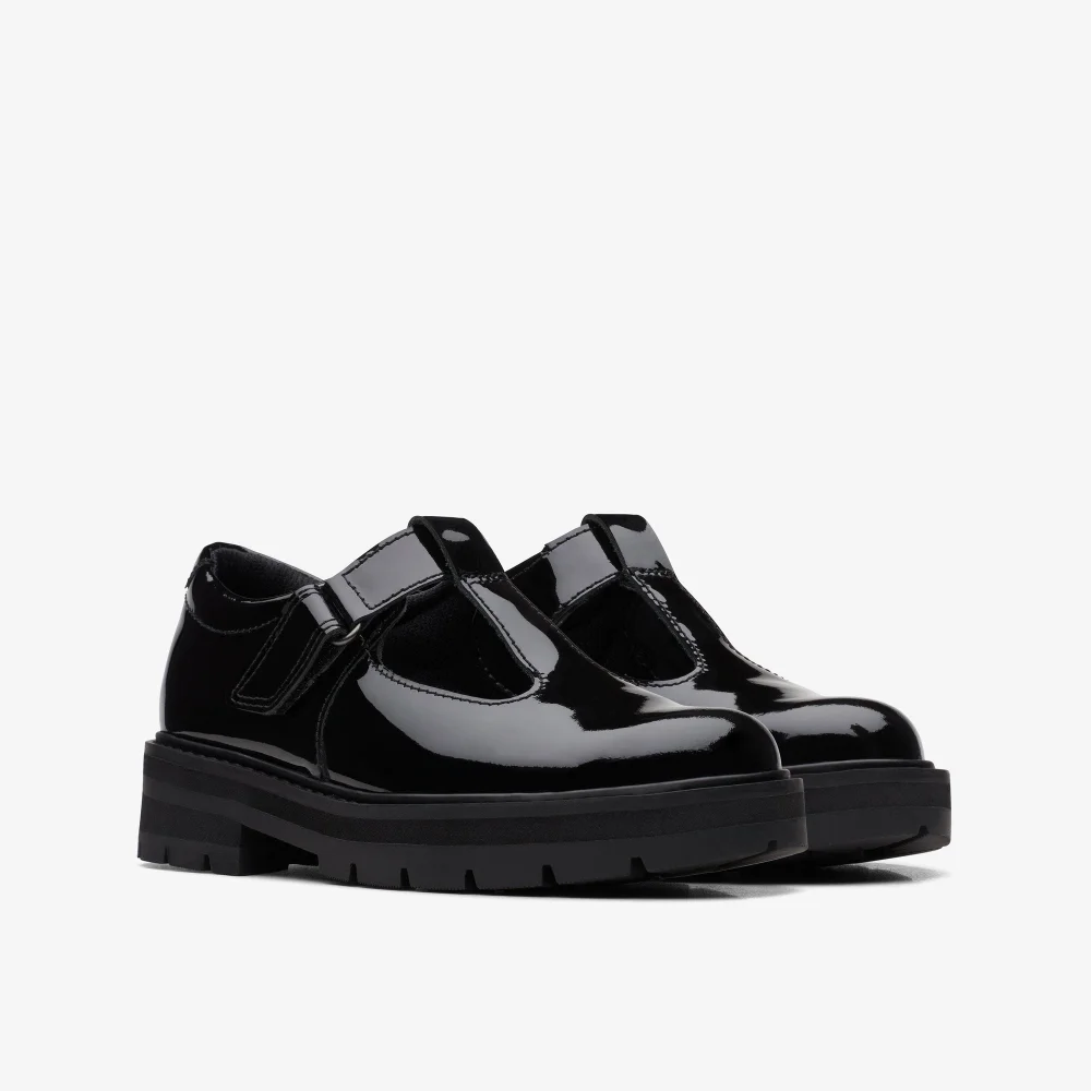 Clarks School Prague Brill Kid Black Patent Standard - 12.5 Infant Image 4