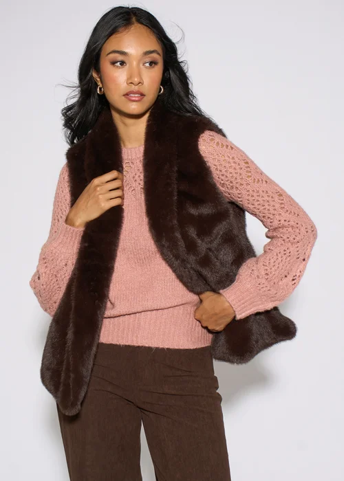 Gini London Brown Longline Gilet - M/L Image 3