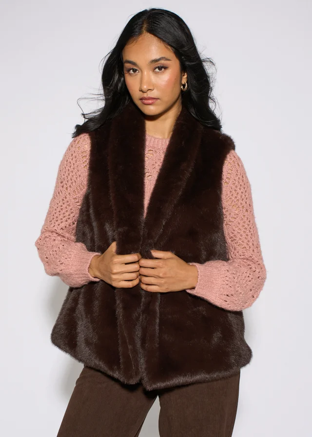 Gini London Brown Longline Gilet