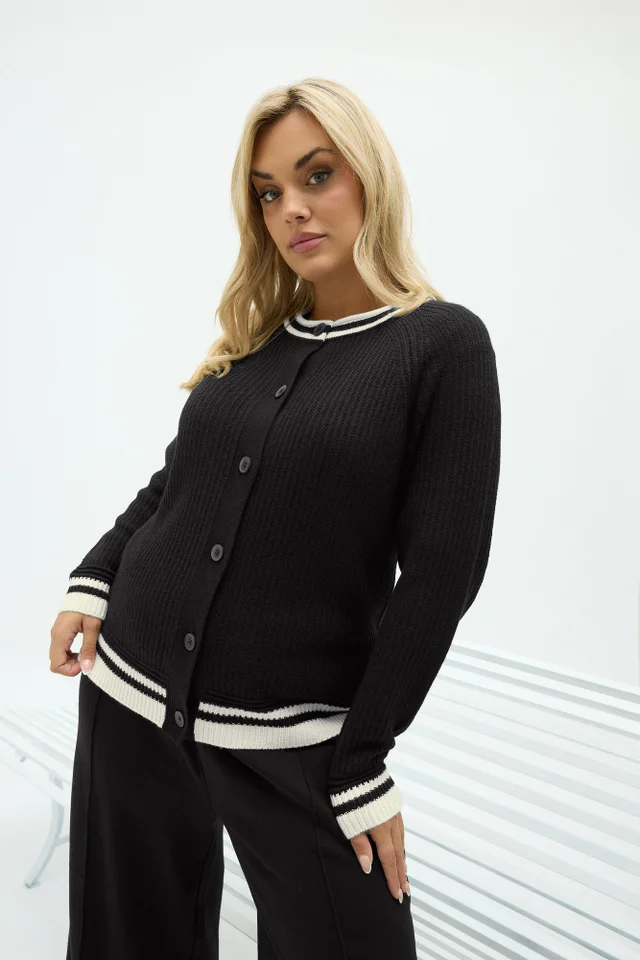 Yours Curve Black Long Sleeve Knitted Cardigan