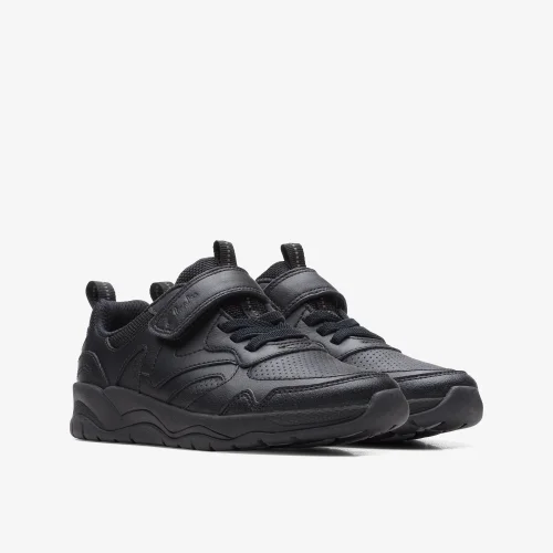 Clarks School Clowder Sprint Kid Black Leather Extra Wide - 7 Infants Image 4
