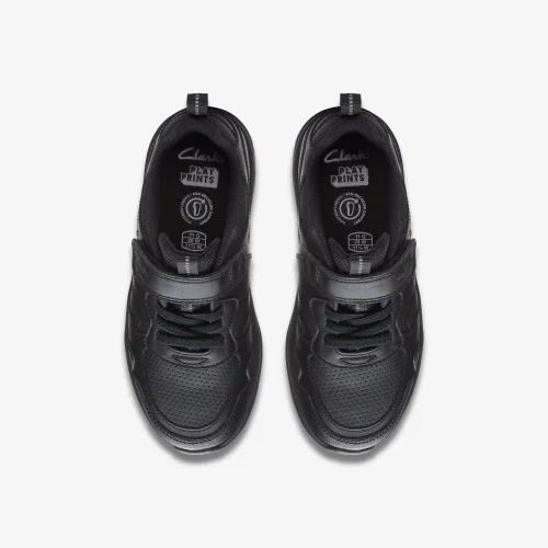 Clarks School Clowder Sprint Kid Black Leather Extra Wide - 7 Infants Image 6