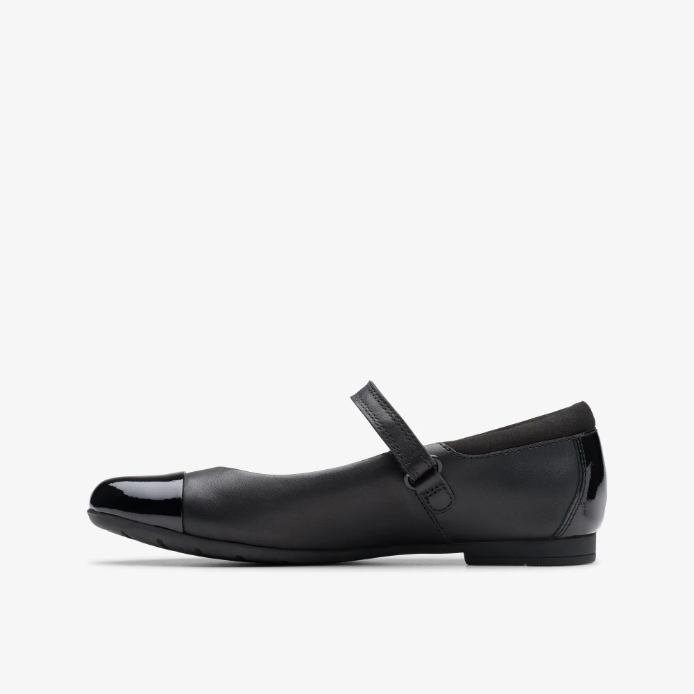 Clarks School Scala Gem Kid Black Leather Standard - 2.5 Infants Image 2