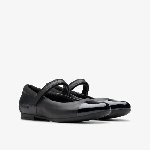 Clarks School Scala Gem Kid Black Leather Standard - 2.5 Infants Image 4