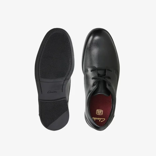 Clarks School Rufus Edge Kid Black Leather Wide - 1 Image 6