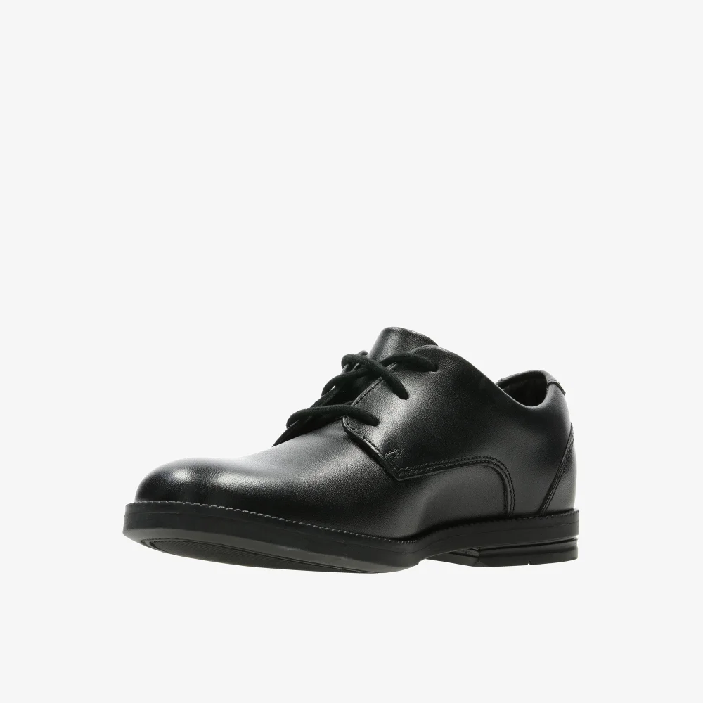 Clarks School Rufus Edge Kid Black Leather Wide - 1 Image 4