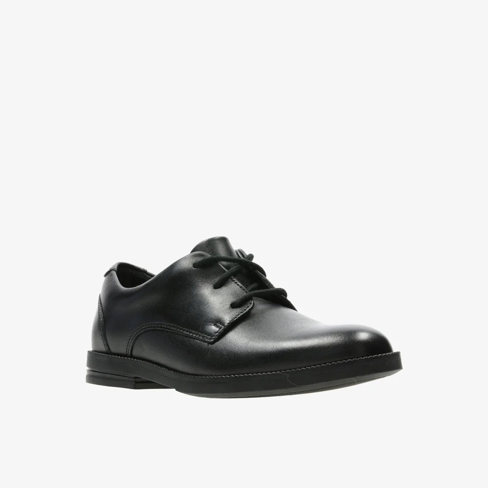 Clarks School Rufus Edge Kid Black Leather Wide - 1 Image 3