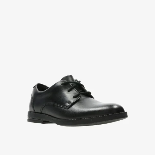 Clarks School Rufus Edge Kid Black Leather Wide - 1 Image 3