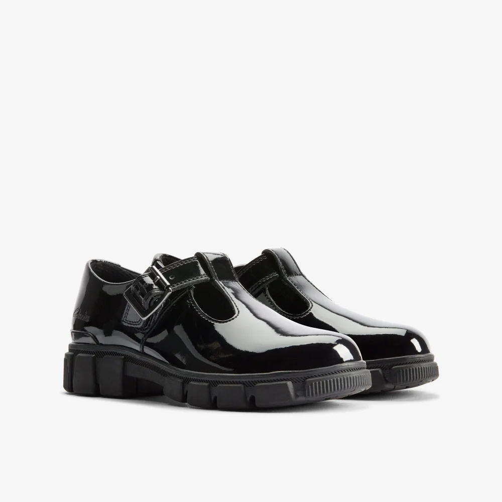 Clarks School Evyn Bar Kid Black Patent Standard - 11 Infant Image 4