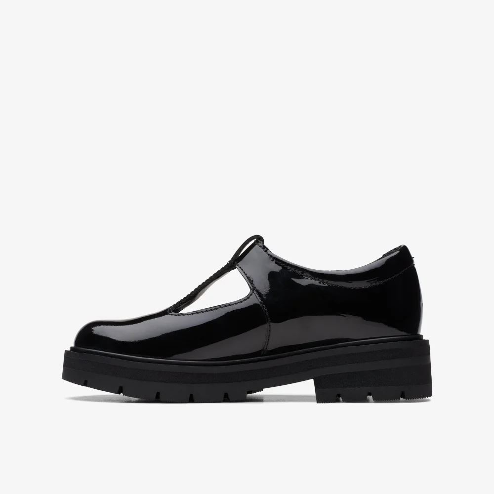 Clarks School Prague Brill Kid Black Patent Wide - 11 Infant Image 2