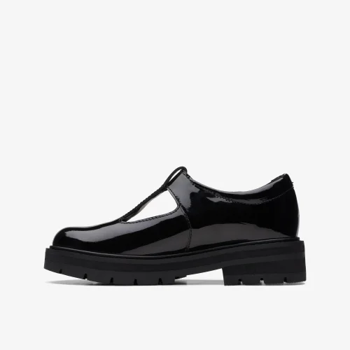 Clarks School Prague Brill Kid Black Patent Wide - 11 Infant Image 2