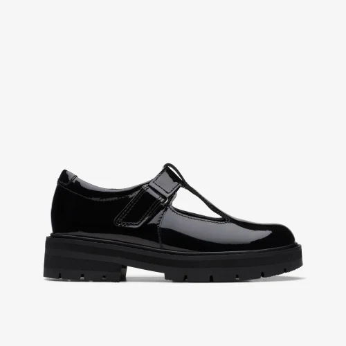 Clarks School Prague Brill Kid Black Patent Wide - 11 Infant Image 1