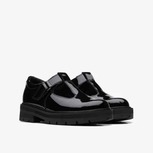Clarks School Prague Brill Kid Black Patent Wide - 11 Infant Image 4