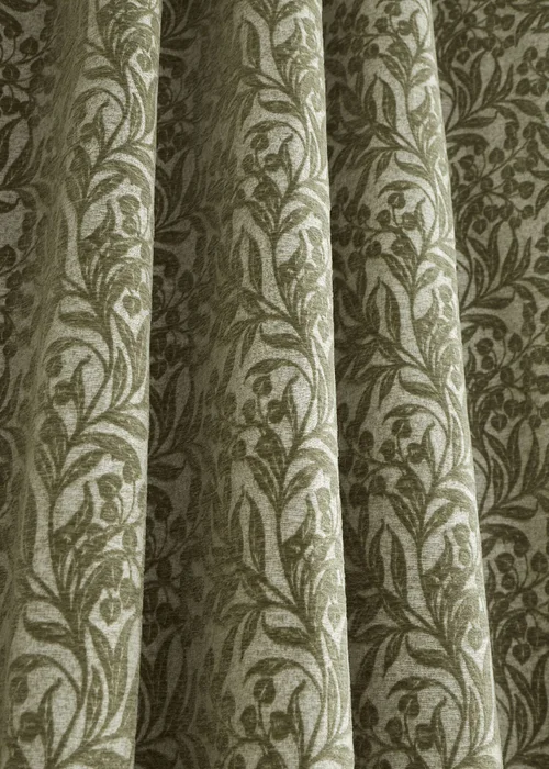 Bianca Fine Linens Chenille Leaves Lined Eyelet Curtains Green - 46W X 54D (117x137cm Image 4