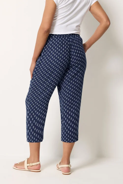 M&Co Navy Blue Dobby Cropped Trousers - 16/L31 Image 3