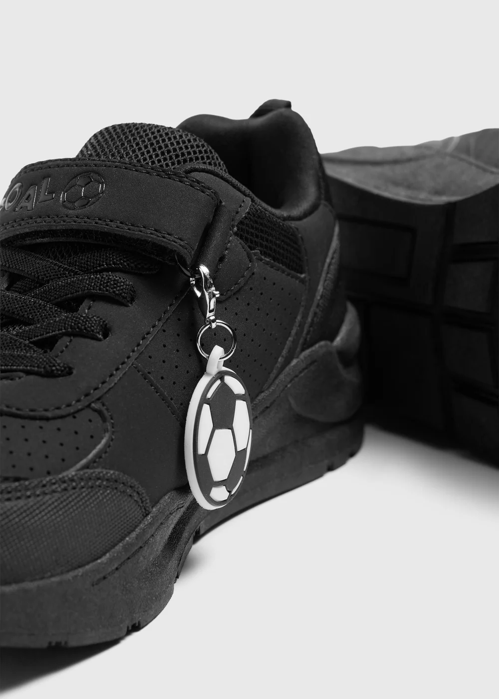 Boys Black Football Keyring School Trainers (Younger 8-Older 3) - 8 infants Image 2