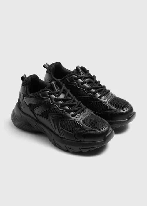 Boys Black Chunky School Trainers (Younger 10-Older 6) - 10 Infants Image 1