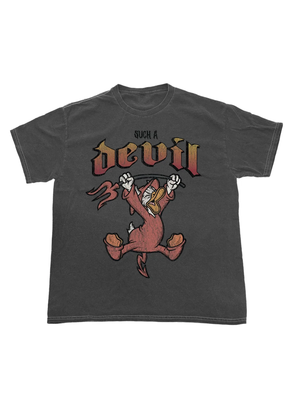 Spiral Galaxy Disney Donald Duck Such A Devil Halloween Charcoal Graphic Washed T-Shirt - XL Image 1