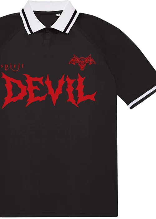 Spiral Galaxy Halloween Devil Black Graphic Football Shirt - S Image 2