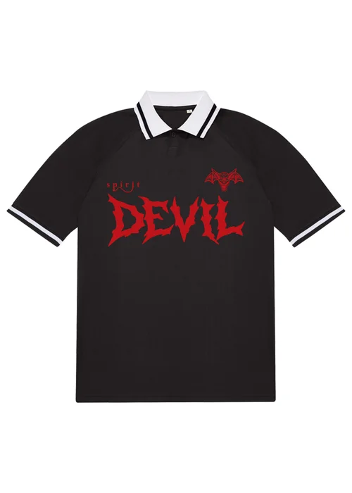 Spiral Galaxy Halloween Devil Black Graphic Football Shirt - S Image 1