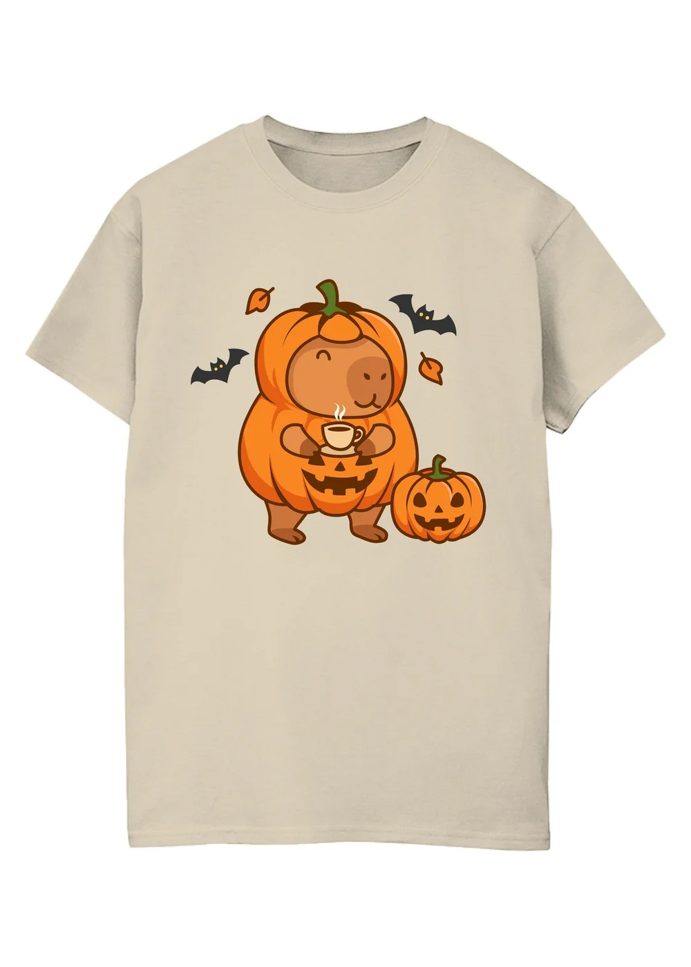 Spiral Galaxy Capybara Halloween Sand Graphic Boyfriend Fit T-Shirt - XL Image 1