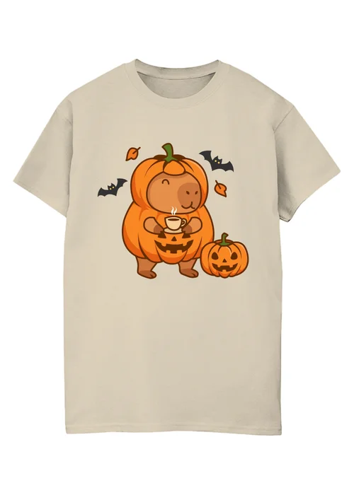 Spiral Galaxy Capybara Halloween Sand Graphic Boyfriend Fit T-Shirt - XL Image 1