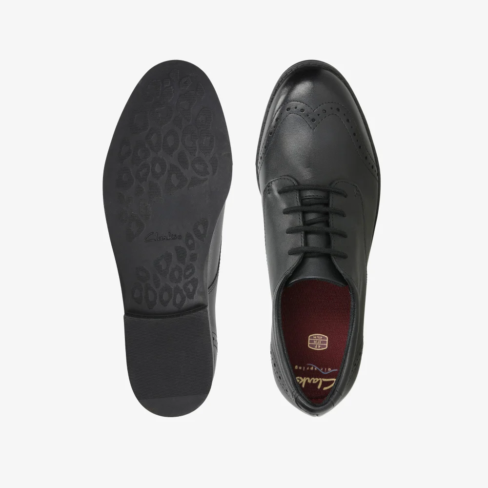 Clarks School Sami Walk Youth Black Leather Wide - 4 Image 6