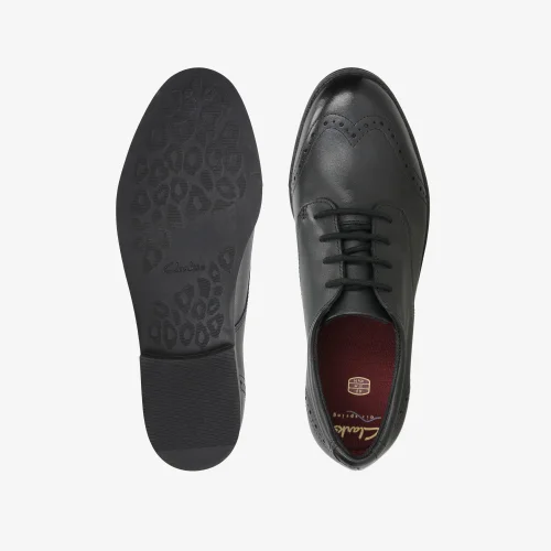 Clarks School Sami Walk Youth Black Leather Wide - 4 Image 6