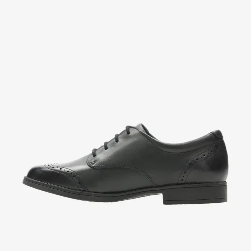 Clarks School Sami Walk Youth Black Leather Wide - 4 Image 2