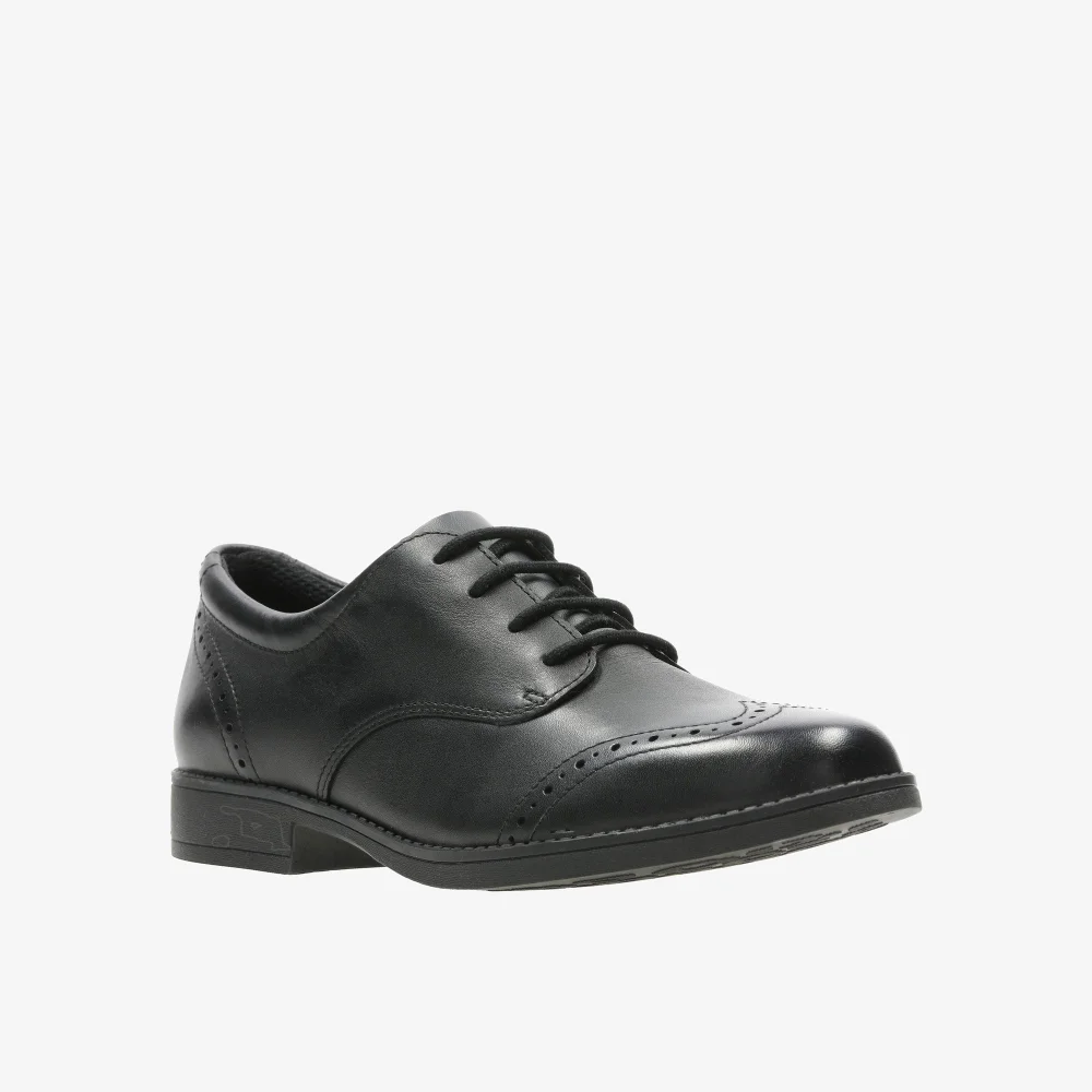 Clarks School Sami Walk Youth Black Leather Wide - 4 Image 3