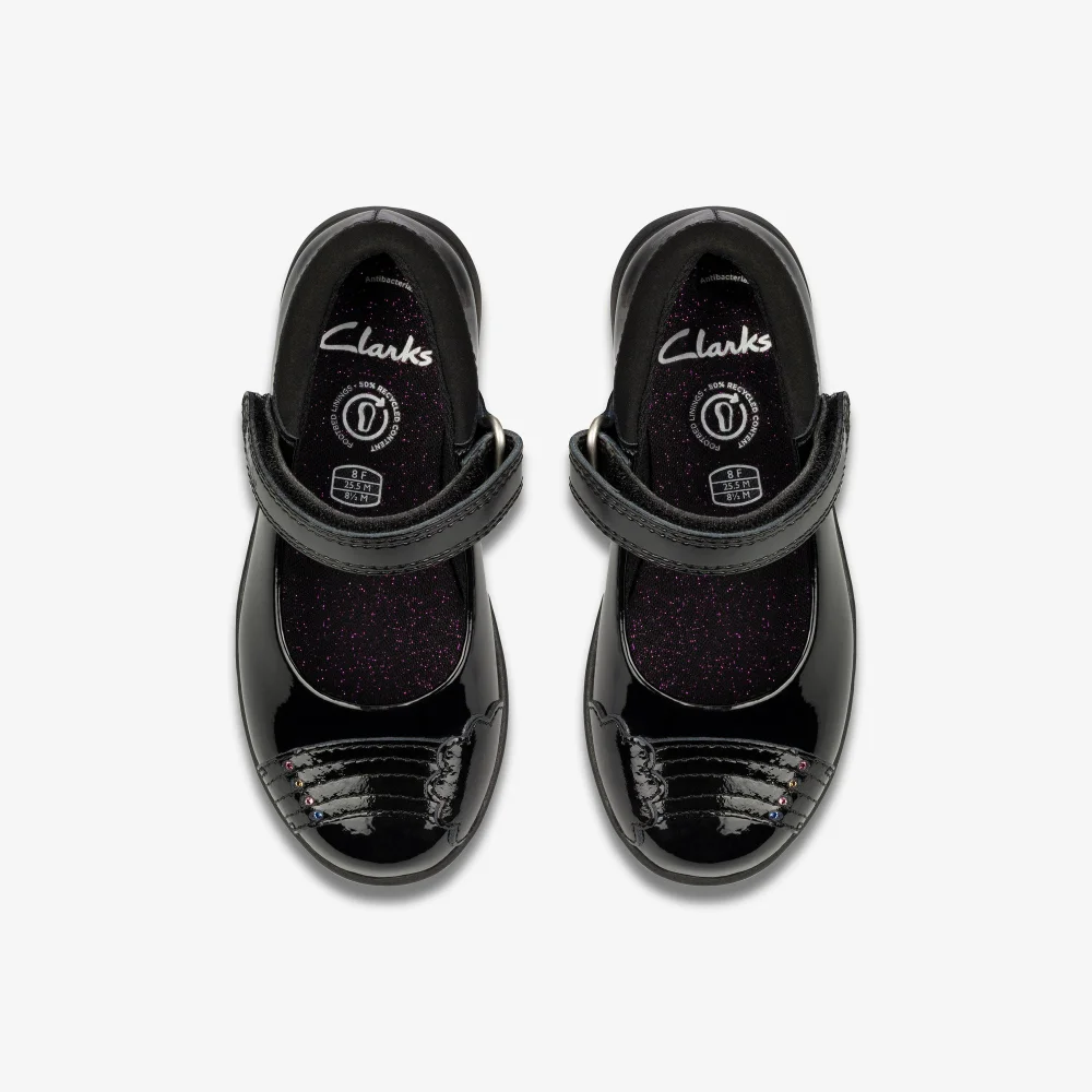 Clarks School Etch Beam Toddler Black Patent Standard - 7.5 Infants Image 6