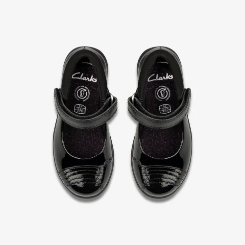 Clarks School Etch Beam Toddler Black Patent Standard - 7.5 Infants Image 6