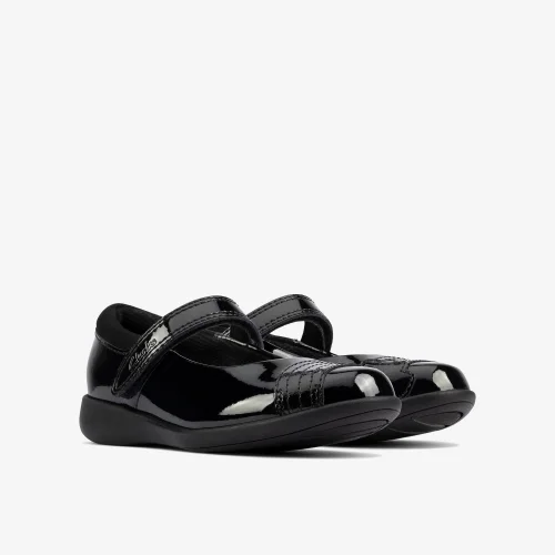 Clarks School Etch Beam Toddler Black Patent Wide - 7 Infants Image 4