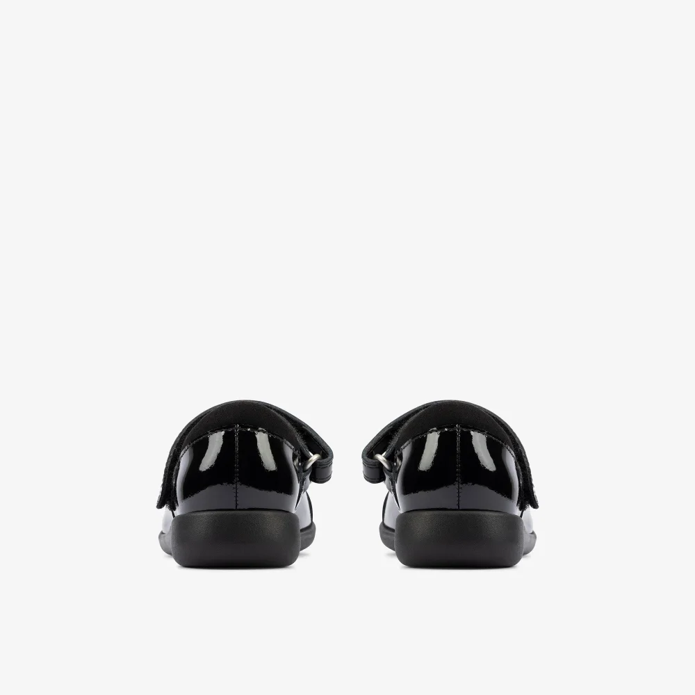 Clarks School Etch Beam Toddler Black Patent Wide - 7 Infants Image 5