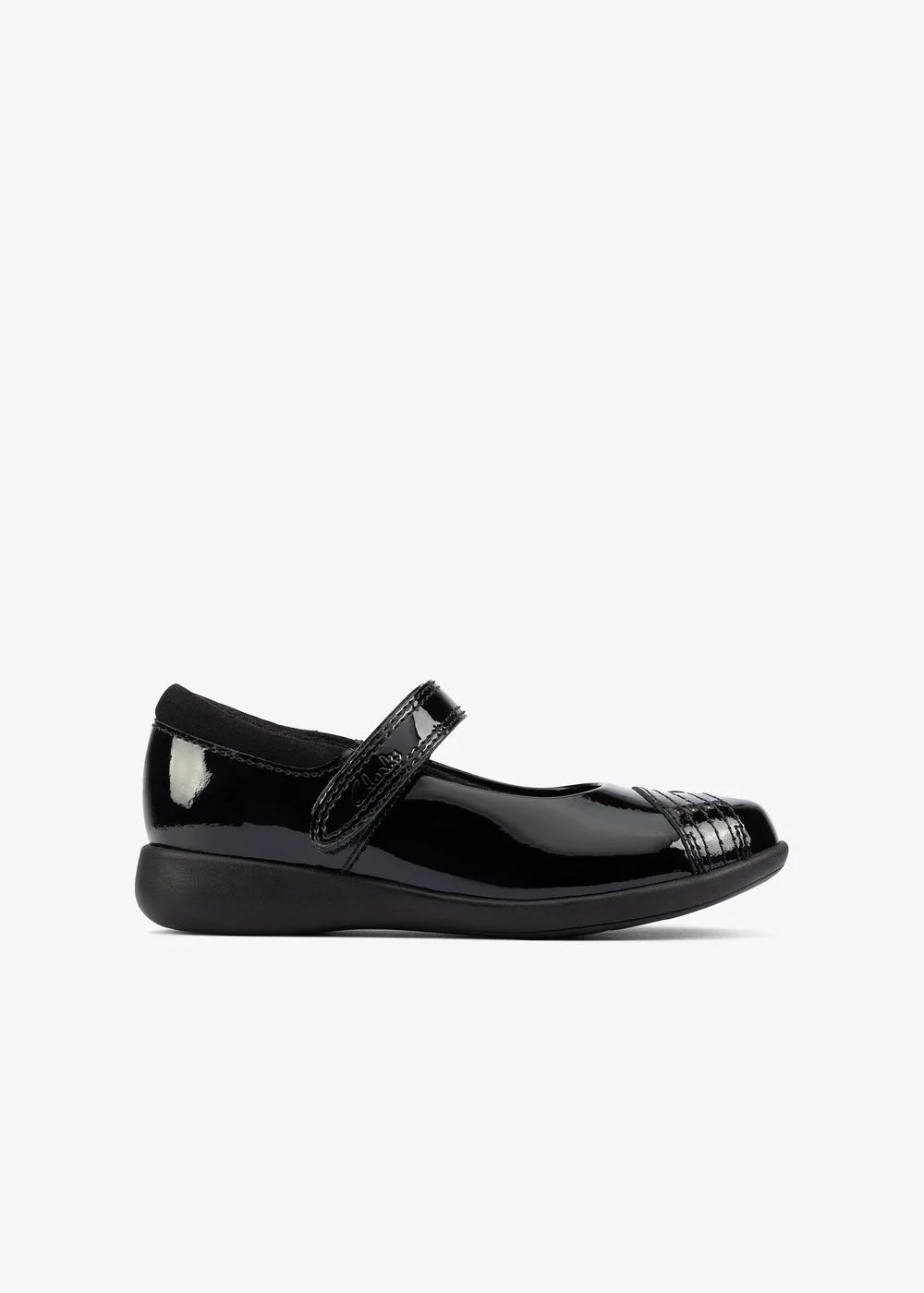 Clarks School Etch Beam Toddler Black Patent Wide - 7 Infants Image 1