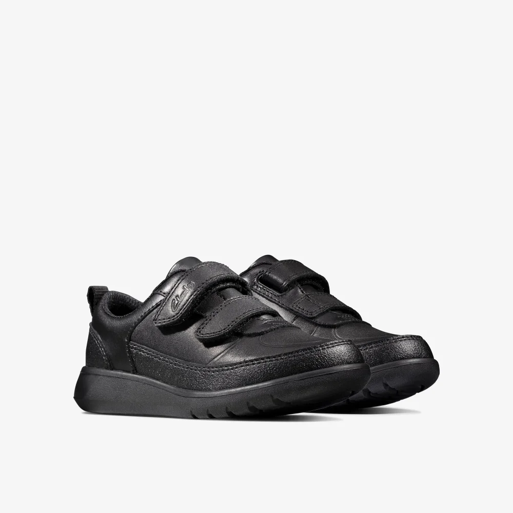 Clarks School Scape Flare Toddler Black Leather Wide - 8.5 Infants Image 4
