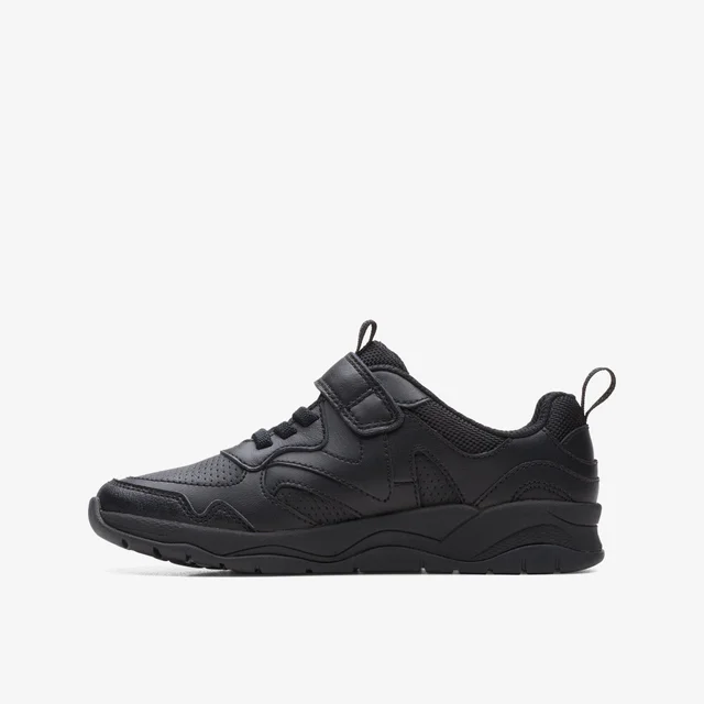 Clarks School Boys Black Clowder Sprint Kid Leather Wide
