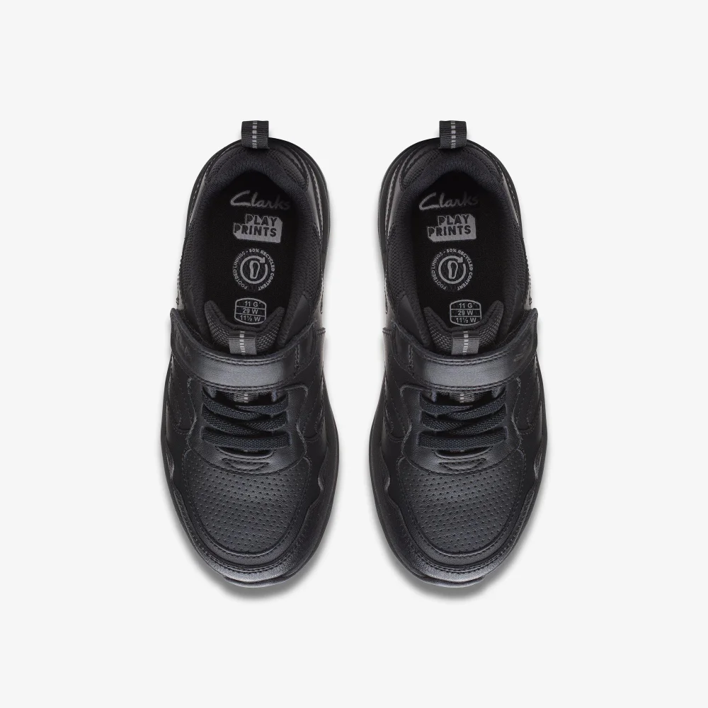 Clarks School Clowder Sprint Kid Black Leather Wide - 7.5 Infants Image 6