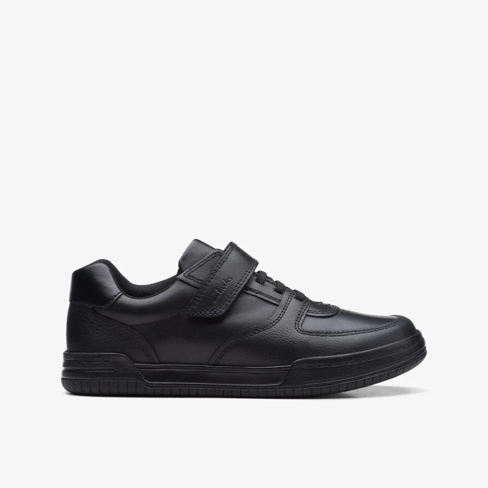 Clarks School Boys Black Fawn Lay Older Leather Wide - 13 Infants Image 1