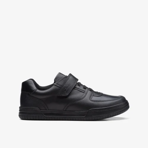 Clarks School Boys Black Fawn Lay Older Leather Wide - 13 Infants Image 1