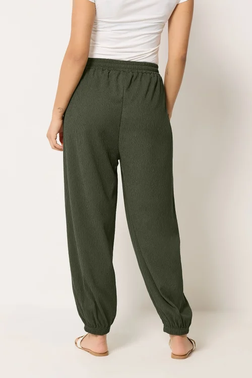 M&Co Petite Khaki Green Balloon Trousers - 10 Image 3