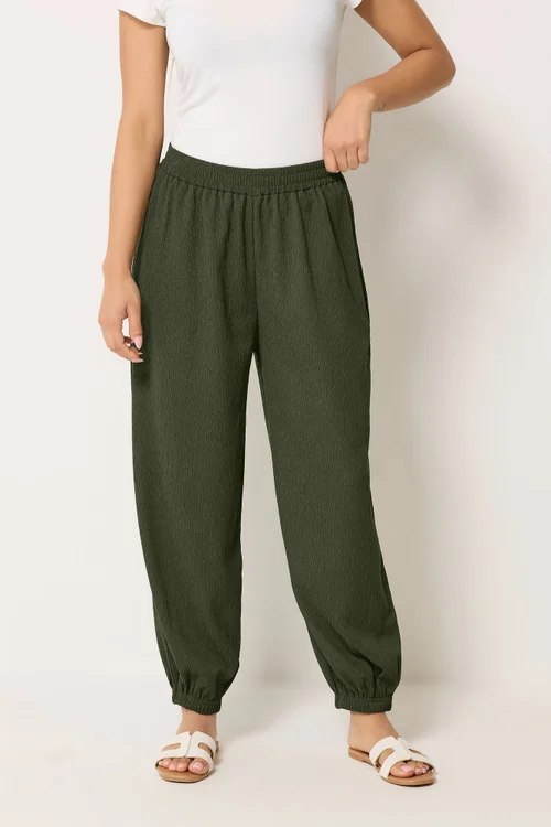 M&Co Petite Khaki Green Balloon Trousers - 10 Image 1
