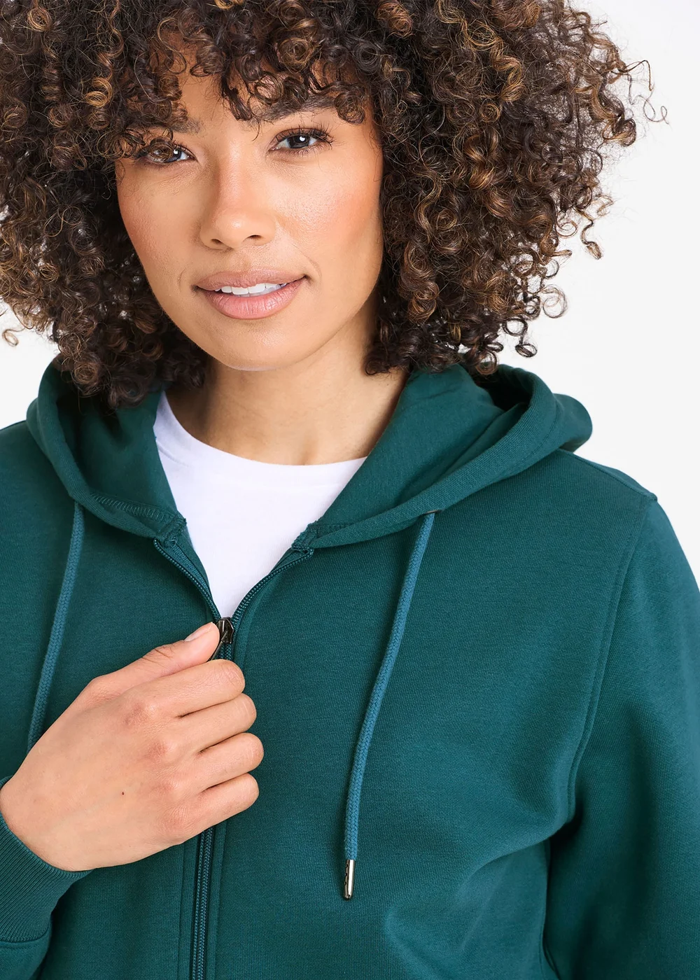 Cotton Traders Dark Teal Hooded Zip Through Sweat Top - 4XL Image 3
