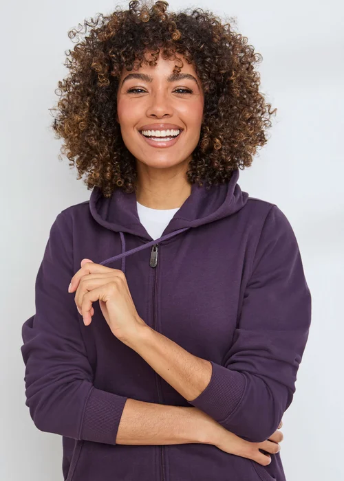 Cotton Traders Blackcurrant Hooded Zip Through Sweat Top - XL Image 4